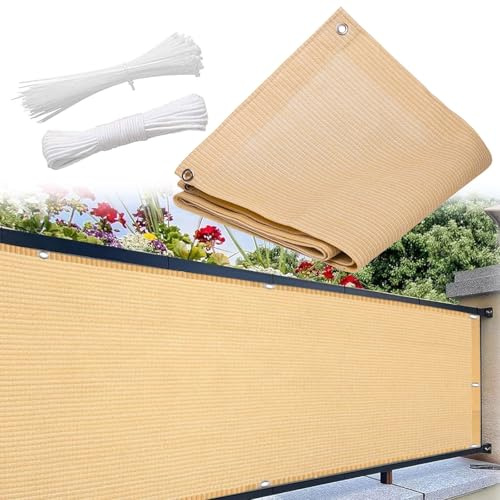 Vela ombreggiante beige, 3 x 5 m, protezione UV, 90% impermeabile e traspirante, resistente al vento, baldacchino per esterni, per balcone, giardino, terrazza, schermo durevole per la privacy
