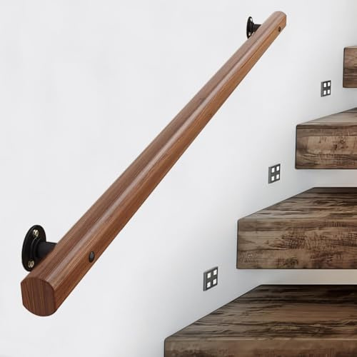 Rampe moderne pour escaliers intérieur/extérieur en bois massif de 0,3 m, 4,6 m, accoudoir solide, balustrade durable (90 cm)