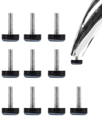 HUVZOR 10PCS Piedini per Mobili in Teflon da Avvitare - Fissaggi per mobili | Pattini in PTFE con Viti per Mobili e Moquette, Piedini di Livellamento e Regolazione M6 per Sedie e Tavoli