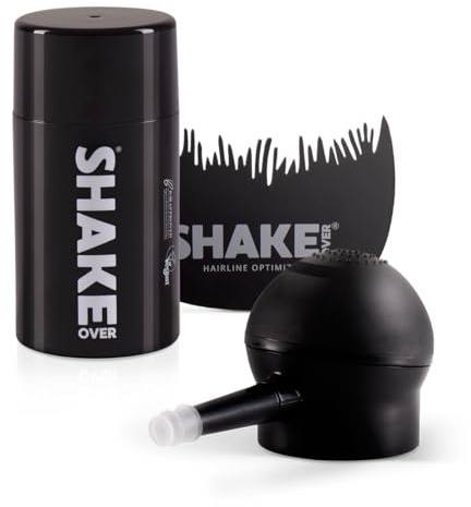 SHAKE OVER Veganes Streuhaar Styling-Set 12g, Zink angereicherte Fasern | Schütthaar für Frauen und Männer, Styling-Set 12g, Ash Blonde, inkl. Spray Applicator & Hairline Optimizer, Made in Europe