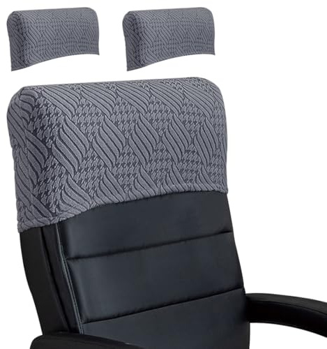 Elastische Rückenpolsterbezüge, dick, weich, einfarbig, Überzug für Schreibtischstühle mit hoher Rückenlehne, Computerstühle, tägliche Arbeit (Dunkelgrau, 2er-Pack)