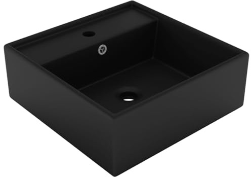 Lavabo moderno da appoggio, lavabo sospeso, di lusso, quadrato, nero opaco, 41 x 41 cm, per bagno e ospiti, design moderno, facile da mantenere
