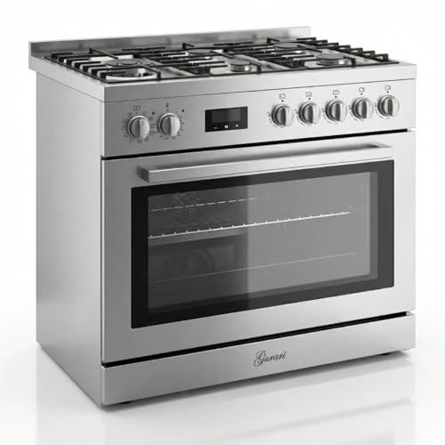 Gurari GCH E 818 x rostfritt stål gas elektrisk stående spis 90 cm 126 L naturgas fl. Gas 4 kW WOK, självrengöring, airfry, pizza, 11 fkt.