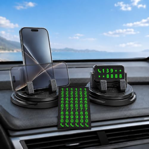 DVDVBOOM Car Phone Holder 360° Rotating, Universal Dashboard Mobile Phone Holder for Cars, Car Phone Mount with Hidden Parking Plate, Car Interior Accessories for 4-7 inch Phones