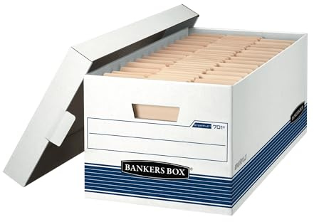Bankers Box 12-Pack Medium Duty File Storage Boxes with Lids, FastFold Assembly, 24 Inch Letter, STOR/FILE, (00701)