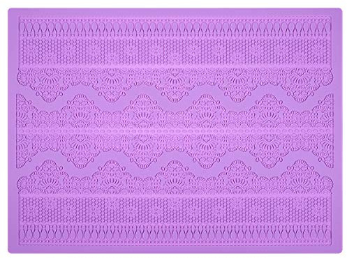 BESTOMZ Kuchen Spitze Matte Silikon Kuchen Matte Fondant Mold Blumenmuster (lila)