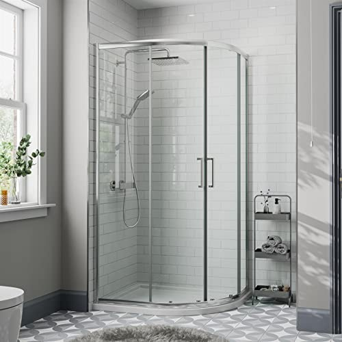 Diamond® 1000 x 800mm Offset Quadrant Shower Door Enclosure for Wet Room Cubicle Enclosures, 8mm Safety Glass, Polished Chrome, Framed Right Hand