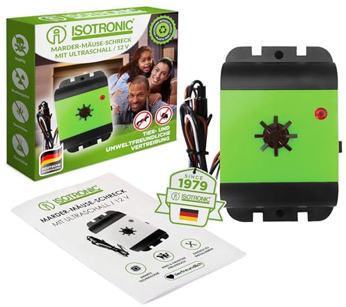 ISOTRONIC Marten Deterrent Car Marten Scarecrow Marderfix 12 V Battery Marten Repellent Marten Free Mobile Mouse Repeller Car Marten Free Marten Protection with Ultrasonic Acoustic (1)