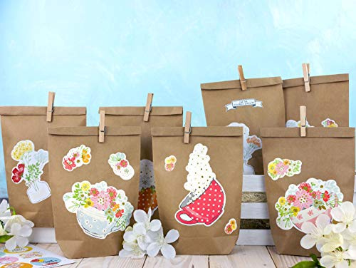 Papierdrachen 12 Osternester für Kinder & Erwachsene - DIY Geschenktüten zu Ostern - Motiv Osterblumen auf braun - Ostergeschenke für Kinder - Set 4