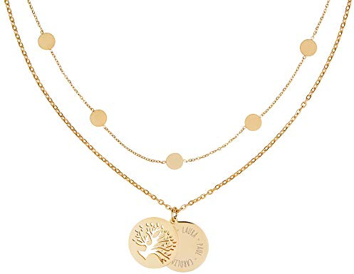 Gravado Mondgold Halskette mit Kreis-Anhängern & Layering Ketten, Standard & Personalisiert, Parent