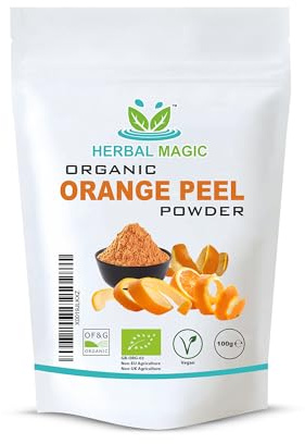 Herbal Magic's Pure and Organic Orange Peel Powder - Natural Hair Skin Face Mask - Free from Fillers & Preservatives - Premium Quality-100g