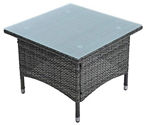 ESTEXO Polyrattan Beistelltisch Gartentisch Rattan Kaffee Tisch Balkontisch Gartenmöbel Kaffeetisch Teetisch Couchtisch Rattantisch (Anthrazit-Grau)