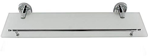 vet italy Vetrineinrete® Mensola in vetro satinato da bagno con reggimensola acciaio cromato fissaggio a perete argento P94