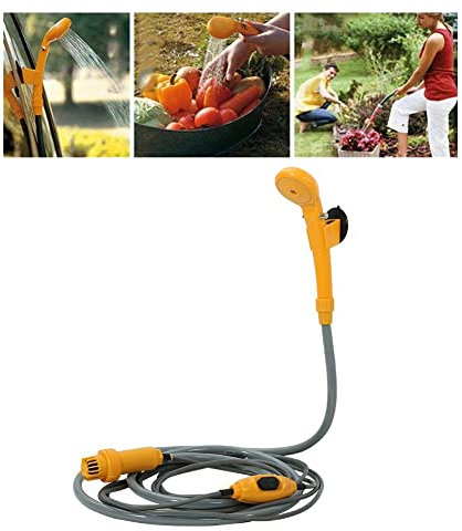 Portable Camping Shower with 12V Submersible Pump, 2m Hose, 5m Power Cable, Car Adapter for Outdoor, Garden, Pet Use