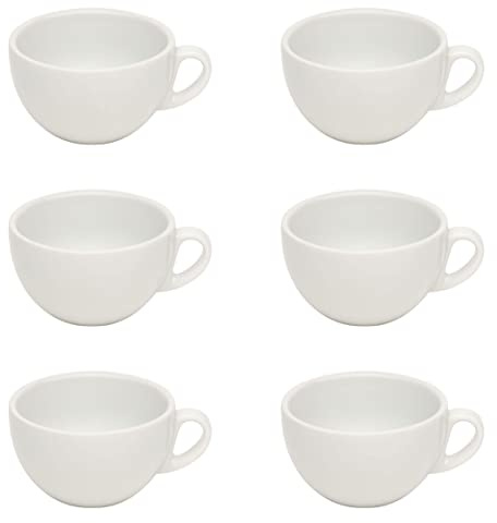 Gastro Spirit - 6er XL Cappuccino-Tassen Set - Weiß, 280 ml, Porzellan, dickwandig, spülmaschinenfest, italienisches Design - 6-teiliges Kaffee-Tassen Set