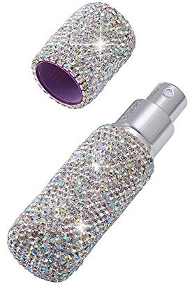 Blueshyhall Spruzzatore di profumo glitterato, bottiglie vuote di profumo da riempire, 10 ml, imbottigliatore per profumo, da viaggio, mini organizer per profumi con strass di cristallo (argento)