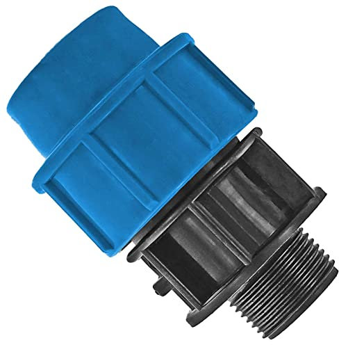 MegaHaustechnik PP Fitting Klemmverbinder mit 1/2 Zoll Außengewinde für 32mm PE Rohr Außendurchmesser Trinkwasser PN16 Kupplung Verschraubung blau