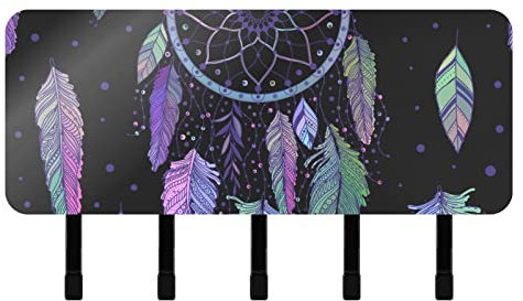 Schlüsselhalter für Wand Dekorativ, Boho Feder Dot Schlüsselhalter für Wand, Wandhaken zum Aufhängen