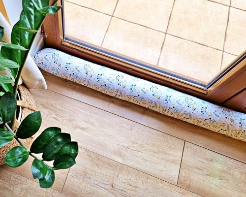 Bebeloo Zugluftstopper Durchzugstopper Windstopper für Türen und Fenster Luftzugstopper für Tür Türschlange Türrolle Baumwollstoff (Vogelbeere, 70 cm)
