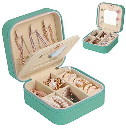 talifoca Boîte à Bijoux de Voyage avec Miroir Petite Boîte à Bijoux pour Femmes Filles Cuir PU Boîte de Rangement de Bijoux pour Boucles d'Oreilles Bagues Boucles d'Oreilles Chaînes