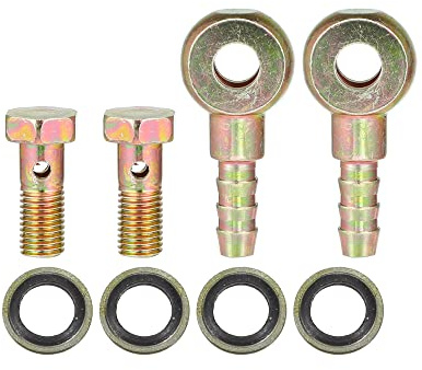 A ABSOPRO 2 Stück Auto Banjo Schlauch Barb Bolzen Fittings Adapter M8x1 | Bronzeton, Metall, 2 Schrauben, 4 Unterlegscheiben, Für Luft- & Kraftstoffzufuhr-Motor