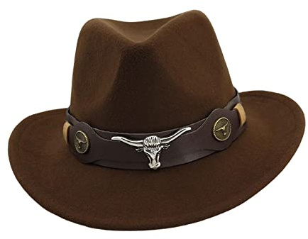 Harilla Klassischer Western Cowboyhut für Halloween, breite Krempe, Bequeme Kostümrequisiten, Cosplay-Cowgirl-Hut Weihnachtsmütze für Frauen im Freien, Berufe, Angeln, Bühnenauftritt, Stil b
