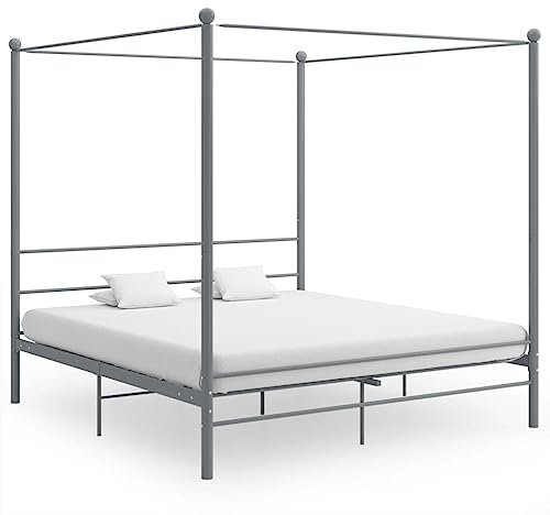 INLIFE Himmelbett Grau Metall 180x200 cm,25.5kg,325068