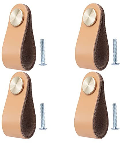 4 stycken möbelhandtag läder skåphandtag lådhandtag läderknoppar för skåp dekorativa knoppar för möbler hängande