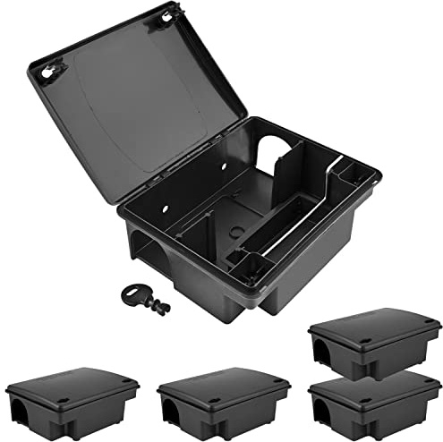 5X Köderstation Ratten Set Köderbox Garten Box Mausfalle Mäuse Rattenköderbox Rattenköderstation Rattenfalle Kinder- Haustiersicher Koederbox Gift Petigi