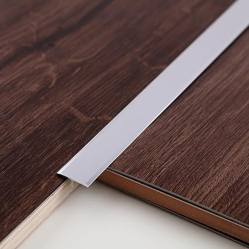 Gaahing Aluminium-T-Leiste, Bodenübergangsleiste, T-Leiste für Laminatbodendielen, Vinylbodenübergang, Gummiübergang (3 Stück x 0,9 m x 2 cm, mattes Silber)