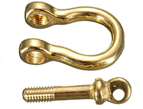 YIPOCH 2Pcs Solid Pure Brass Carabiner Shackle Key Ring Chain Hook Buckle Strap Copper Horseshoe Buckle DIY Key Buckle