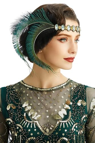 BABEYOND Damer 1920-tals fjäder pannband 20-talet stil flapper hårband Great Gatsby damer karneval kostym tillbehör