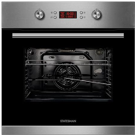 Statesman BSM60SS Built-In Multifunction Fan Oven, 8 Cooking Functions, LED Display, 70L, Stainless Steel