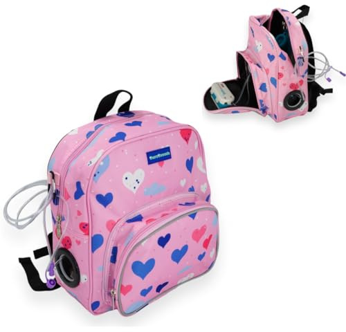therathreads Junie Feeding Tube Backpack for Kids Enteral Feeding Pumps (EnteraLite Infinity and Kangaroo Joey), G Tube, J Tube, GJ Tube, PEG Tube Bag fits 500mL to 1L Capacity Bags (Hearts)