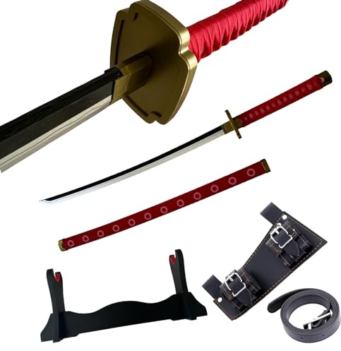 Dfdvye Cosplay-animesvärd - demondödarsvärd 100 cm med svärdstativ och bälte, katana-replika av svärd, perfekt för cosplay, anime, originaltextur, scenframträdande och som present