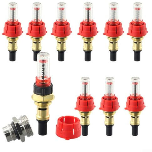 Jayruit 10 Stk Verteiler Durchflussmesser, Flowmeter Fußbodenheizung, DN25 Verteiler Durchflussregler 0-5l/min, Durchflussmesser für Wasser Fußbodenheizung, 1218751718