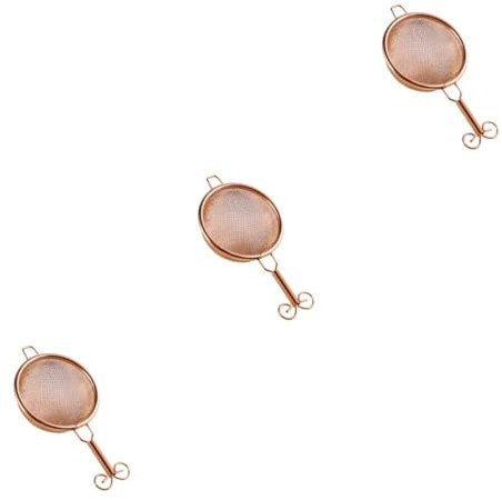MAGICLULU Lot De 3 Passoires À Thé Avec Poignée Infuseur À Thé En Maille Dacier Inoxydable Or Rose Pour Thé En Vrac Accessoires Pour Le Thé