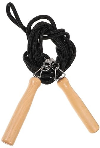 TOVINANNA Schwarzes Springseil mit Ergonomischem Holzgriff aus Polypropylenfaser für Fitness Workout und Aufwärmübungen zum Seilspringen und Ausdauertraining