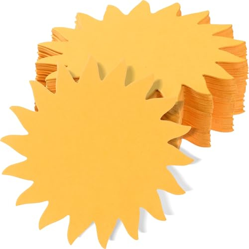 MixTeach 120 stycken guldfärgade solutskärningar 10 cm papper solform kartongsnitt dubbelsidigt papper solsken klassrumsdekoration för anslagstavla sommar vägg fest hemtillbehör skola hantverksprojekt