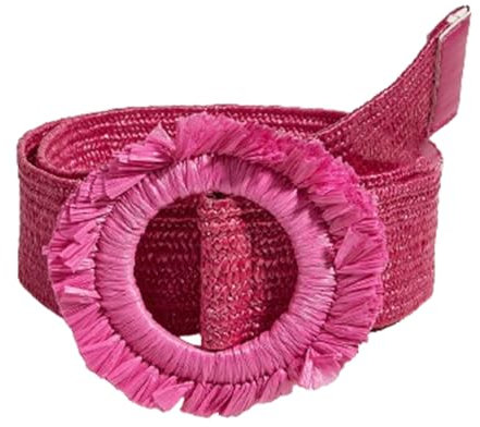 AGUTALITHIC Stoffgürtel Stretchgürtel Flechtgürtel Geflochtener Und Elastischer Dehnbarer Gürtel Für Damen Personalisierte Runde Schnalle Dekorative Breite 4cm Länge 100cm(100cm/waist:32~34, Red)