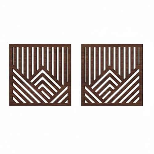MagiDeal 2 Stück geometrische Holz Wandkunst Boho abstrakte Wanddekoration Holz abstrakte Wandpaneele für Schlafzimmer Home Office Dekoration, Walnussfarbe