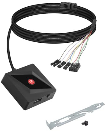 GELRHONR Desktop Computer Power Switch, Externer Remote Start PC Motherboard Power On Off Switch Button mit USB2.0 & LED Licht, Desktop On Off Control Adapter für Motherboard Boot-1.6M