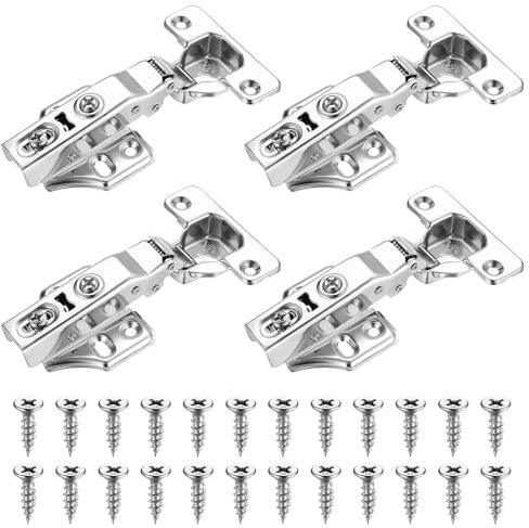4 Pz Cerniere per Ante Cucina, Cerniera per Ante Cucina, Cerniera Universale con Apertura 110°, 35mm Cerniere per Mobili, Cerniere a Chiusura Ammortizzata per Cucina Bagni, con Viti