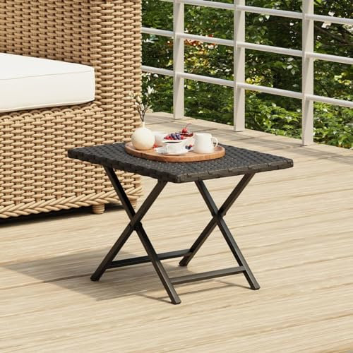 Somanki Klapptisch Schwarz 45x35x32 cm Poly Rattan, Balkontisch Klappbar, Klapptisch Balkon, Balkon Tische Klein, Outdoor Tisch, Beistelltisch Outdoor, Balcony Table