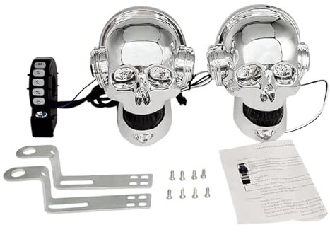HNsdsvcd Amplificatore stereo a forma di teschio per moto, subwoofer, radio Bluetooth, lettore MP3 compatibile