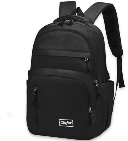 Clufar Schulrucksack Teenager Jungen Schwarz Leicht Schulranzen Jungen 5 Klasse Wasserdicht Multi-Tasche Schultasche Mädchen Laptop Rucksack Schule Schoolbag Komfortabel Backpack Black