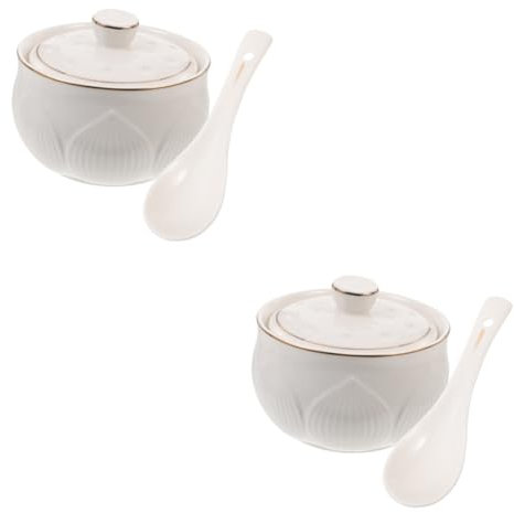 COLLBATH Juego De 2 Ollas De Cerámica Para Estofado Y Sopa Olla Pequeña Para Cocinar Servir Y Cocinar Al Vapor