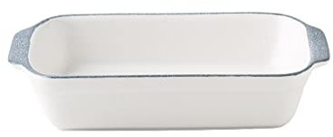CHFYIJYHM Moderne große Speiseteller, Keramikgeschirr, binaurale rechteckige Auflaufform, Haushaltskäse, gebackener Reis, tiefer Teller, Keramik-Backofen mit Backschüssel, stapelbare Speiseteller