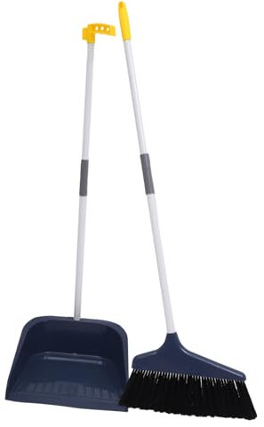 TOBBOMEY Escoba y Recogedor con Mango Cepillo De Cerdas Suaves para Limpieza De Suelos Hogar para Superficies De Parquet Azulejo y Cemento Herramienta Doméstica Práctica y Fácil De Usar