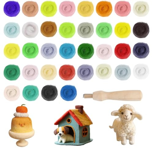 RYAN 36 Farben Filzwolle Trockenfilzen Filzen Starterset Märchenwolle Wolle Roving Filzset für Schafwolle Set für Anfänger DIY Craft Projekte